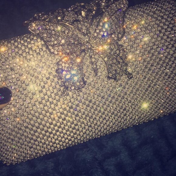 Neiman Marcus Dexmay Rhinestone Crystal Butterfly Clutch Bag - Picture 4 of 5